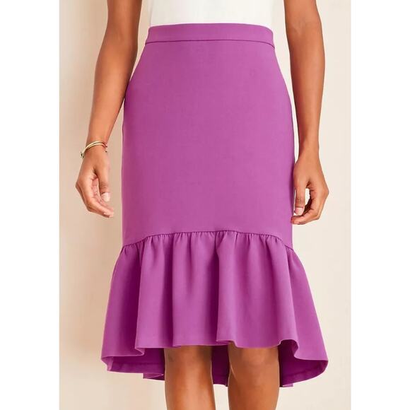 Ann Taylor Doubleweave Flounce Ruffled Midi Skirt in Purple Verbana Size 6 - Picture 1 of 10